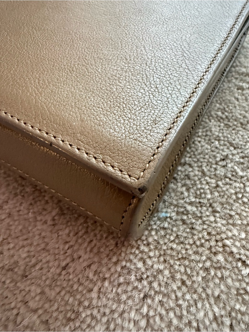 Saint Laurent Camel Leather Envelope Clutch with Embossed YSL - Picture 5 of 12